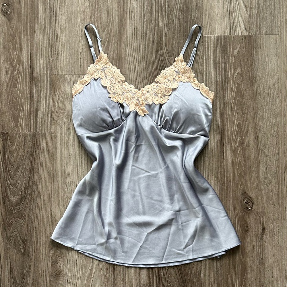 Elegant Lace Trim Gray Camisole